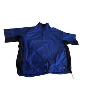 Ping Golf Jacket 1/4 Snap Button Short Sleeve Pull Over Mens Large Blue w/ Black